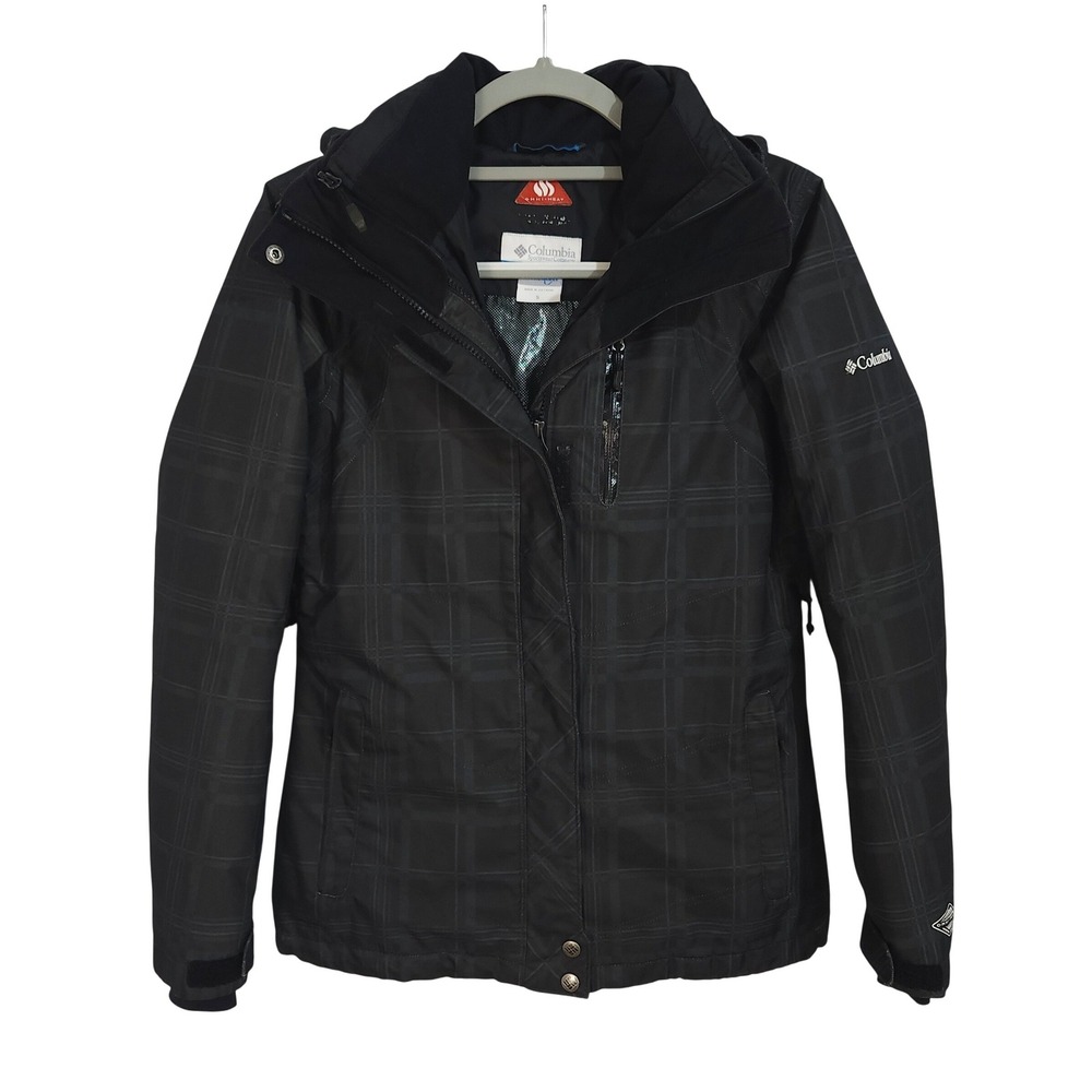 Columbia 3-in-1 Interchange Ski Jacket Womens Small Black Plaid Omni-Heat XL7108